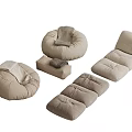 Soft Beige Plush Bean Bags And Floor Cushions For Home Relaxation