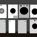 Multiple White Washing Machines in Different Styles for Home Appliance 3d model