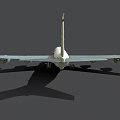 US Air Force Airplane With Four Engines Long Wings Side View Blue Gray White Exterior