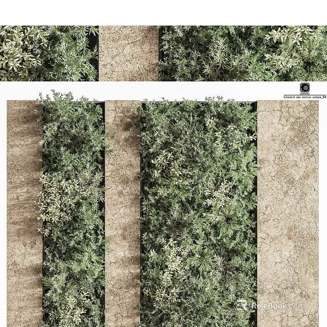 Lush Green Living Wall Design With Natural Wooden Panels And Fresh Foliage 3d model 