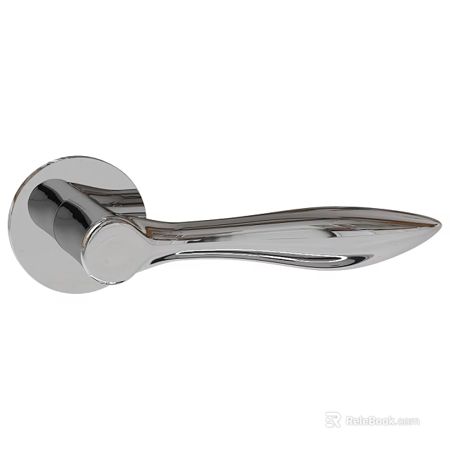 Modern Sleek Chrome Door Handle Featuring Smooth Surface and Contemporary Style 3d model 