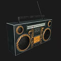 Retro FM Radio Boombox Speaker with Dual Striped Speakers Handle and Vintage Design