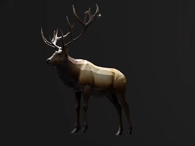 stag moose antler reptile 3d model