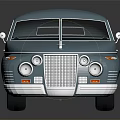 Blue Vintage Classic Car with Streamlined Body and White Wheels on Reflective Surface
