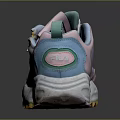 Pastel Colored Retro Sneakers With Chunky Yellow Sole And Blue Pink Purple Accents