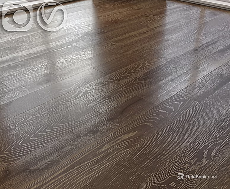Dark Brown Hardwood Wooden Floor With Natural Grain Pattern And Polished Shiny Surface 3d model 