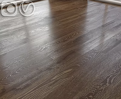 Dark Brown Hardwood Wooden Floor With Natural Grain Pattern And Polished Shiny Surface 3d model