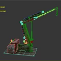 Red Industrial Crane Machinery With Metal Structure Base And Hook