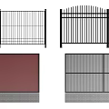 Various Types Of Metal Fences With Red Green Black Colors And Barred Mesh Designs