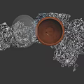 Unique Terracotta Bowl With Transparent Lid On Snowflake Textured Base
