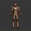 3D Model of Iron Man in Red and Gold Standing Pose With Detailed Armor