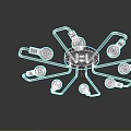 Modern Geometric Chandelier with Black Metal Arms Multiple Light Bulbs and Minimalist Design