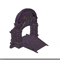 Purple Decorative Arch Structure With Intricate Carved Details And Stone Steps