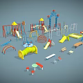 Colorful Outdoor Playground Equipment With Slides Climbing Frames Swings And Sandpits