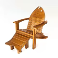 Natural Wooden Lounge Chair With Armrests Footrest And Comfortable Relaxing Design