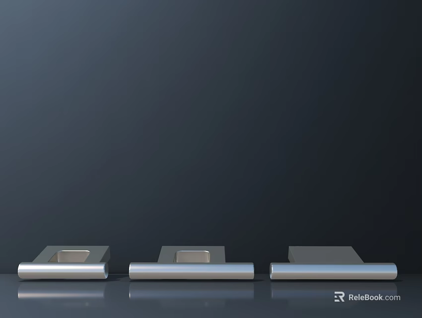 Three Silver Metal Display Shelves With Modern Sleek Design And Reflective Finish 3d model 