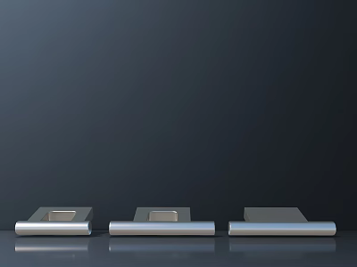 Three Silver Metal Display Shelves With Modern Sleek Design And Reflective Finish 3d model