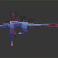 Game Movie Character Dinosaur Like 3D Model With Blue Purple Body And Pink Spikes