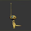 Yellow Cartoon Character With Blue Eyes White Belly Antenna Structures Outstretched Arms