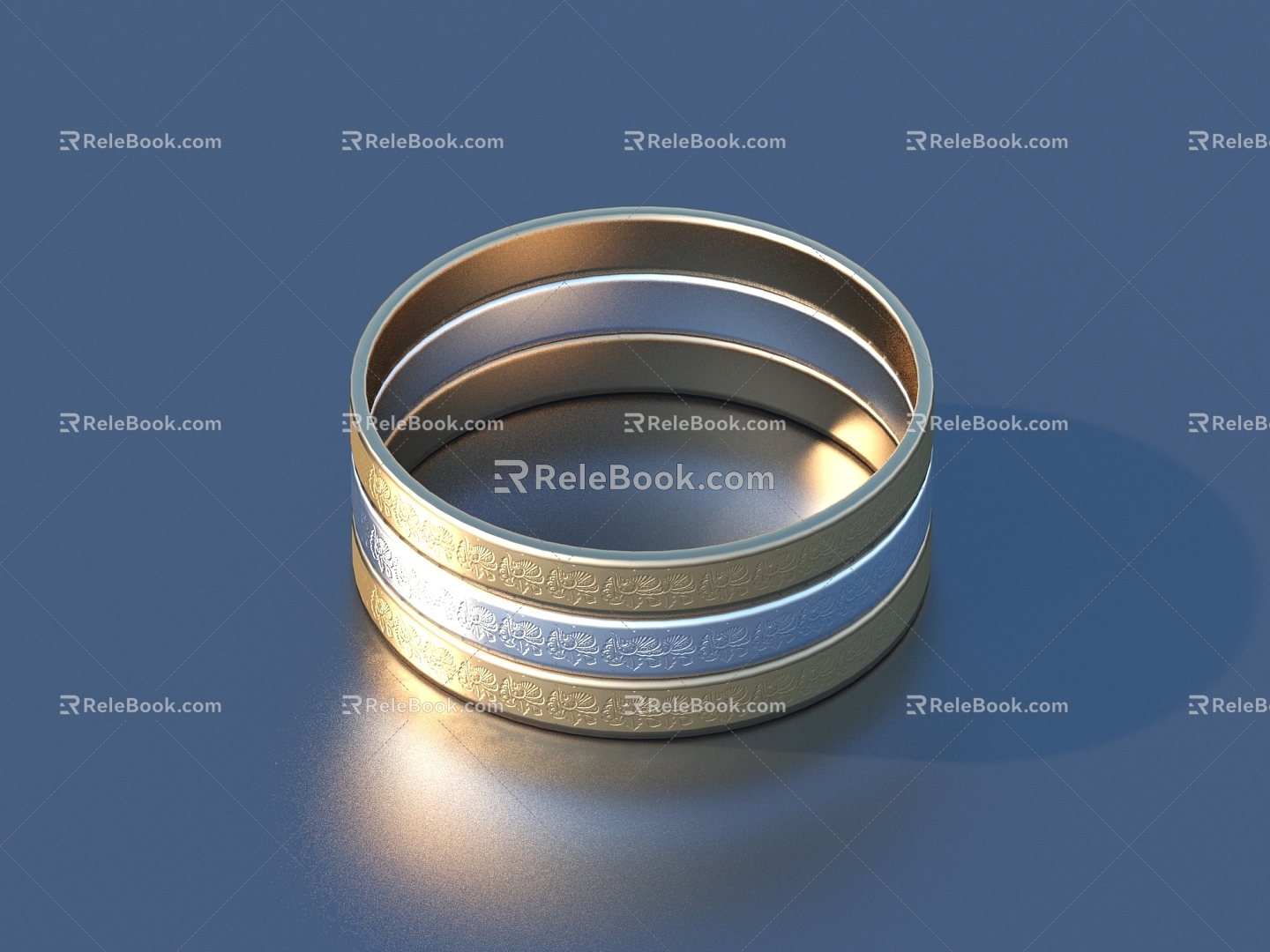 Gold and Silver Bracelet Jewelry 3d model