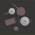 Practical Kitchen Cookware Set With Pink Handles Black Bodies And Transparent Lids
