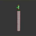 Silver Gas Cylinder With Green Top And Pressure Control Valve