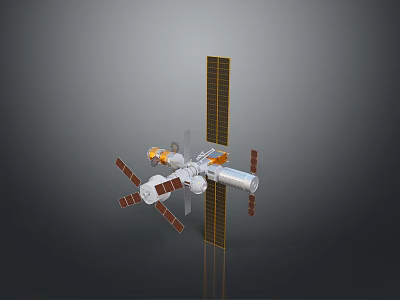 Detailed Space Station Model With Solar Panels And Structural Antenna Modules 3d model