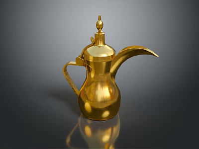 Elegant Golden Metallic Kettle With Shiny Decorative Design For Home Interior 3d model