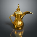 Elegant Golden Metallic Kettle With Shiny Decorative Design For Home Interior
