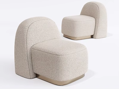 Comfortable Stylish Single Sofa Beige Upholstered Modern Luxury With Metal Gold Base 3d model