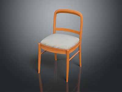 Modern Minimalist Wooden Single Chair With Curved Backrest Upholstered Seat And Straight Legs 3d model
