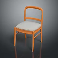 Modern Minimalist Wooden Single Chair With Curved Backrest Upholstered Seat And Straight Legs