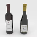 Elegant Wine Bottles And Glasses With Red Gold Caps And Decorative Labels