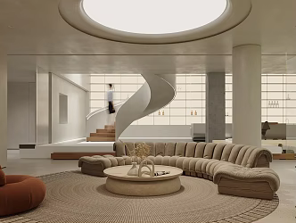 Quiet Living Room Overlapping Villa Living Room 3d model