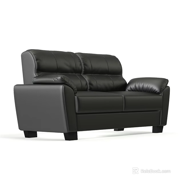 Modern Black Leather Single Sofa With Comfortable Armrests And Cushioned Seats 3d model