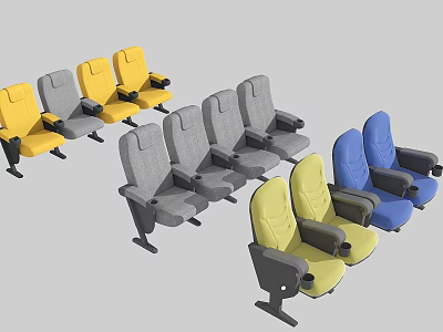 Modern Public Chairs With Yellow Gray Blue Colors And Armrest Design For Public Spaces 3d model