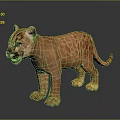 3D Rendered Young Cougar Model With Brown Spotted Fur And Standing Pose On Dark Background