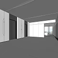 Modern Elevator Hallway With Spacious White Flooring Black Panels And Blue Lighting 3d model