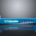 Blue Ship Structure With Transparent Hull Metal Support Frames And Reflective Base