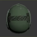 Weapon Equipment Green Metallic Helmet With Protective Straps And Military Design