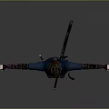 3D Ninja Character In Blue Red Outfit With Mask And Waist Weapon Arms Outstretched