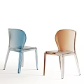 Sleek Transparent Acrylic Dining Chairs in Blue and Amber Hues
