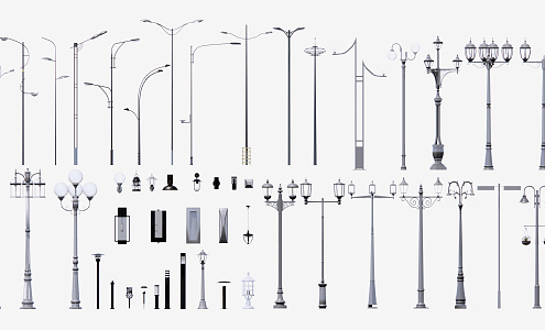 Modern lamp combination street lamp landscape lamp 3d model