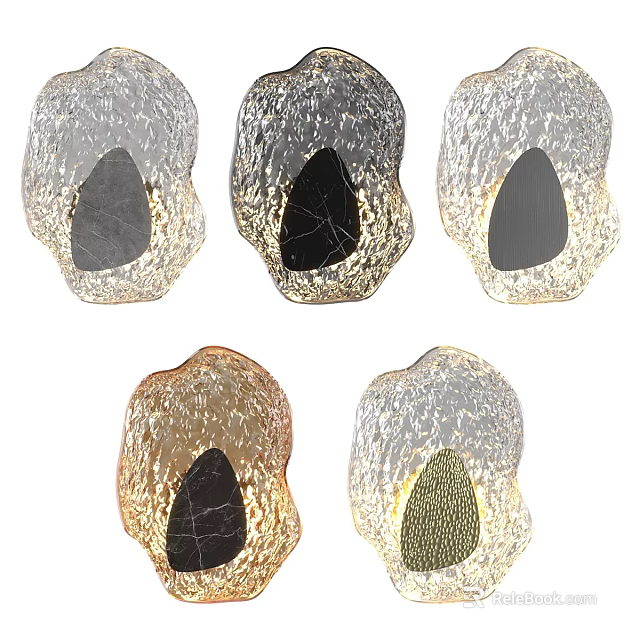 Modern Textured Glass Wall Lamps With Irregular Shape And Metallic Tones 3d model 