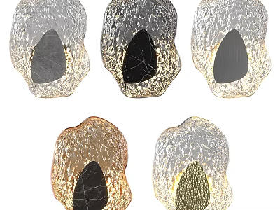 Modern Textured Glass Wall Lamps With Irregular Shape And Metallic Tones 3d model