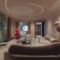 Modern Dining Area With Glass Table Metal Chairs Pendant Light And Decorative Plant Divider