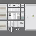 White Switch Panels With Different Types of Switches Sockets Distribution Boxes and Controls 3d model