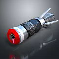 Modern Rocket Weapon Featuring Red Head Metallic Structure And Fins Design Elements
