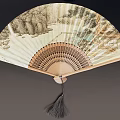Traditional Chinese Decorative Folding Fans With Artistic Patterns And Tassel Details For Home Wall Decor