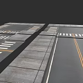 Urban Road Scene With Zebra Crossings Double Yellow Lines And Concrete Pavement